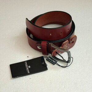 Cinture D'Autore Italy Brown Leather Belt 40 Men's Silver Buckle New